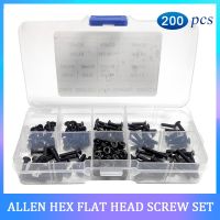 200PCS Countersunk Head Hexagon Socket Screw Carbon Steel M3 DIN7991 Allen Hex Flat Head Screw Bolt Assortment Kit