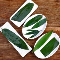 Japanese food bamboo green leaf sashimi sushi decoration small green leaves fresh ingredients Plate Dish Decor sushi tools