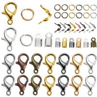 80 Buah/Set Jepit Lobster Aloi Klip Kulit Klip Ujung Penjepit Konektor Crimp Lipat untuk DIY Gelang Kalung Pembuatan Perhiasan