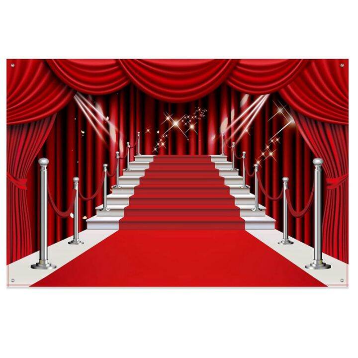 Red Curtain Backdrop Banner, Red Carpet Fabric Photography ...