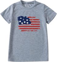 Kid Toddler Shirts 4th of July 3D Graphic Printed Tees Boys Girls Novelty Fashion Short Sleeve T (Grey, 10-12 Years)