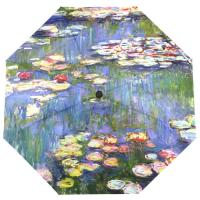 Claude Monet Oil Painting Umbrella Rain Women Fully Automatic Three Folding Umbrella Male Windproof Sun Protection Parasol