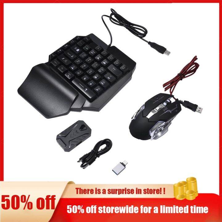 Keyboard And Mouse Combo Rgb Backlit One Handed Keypad Mice With Converter Adapter Set For Ps4 5978