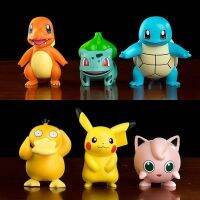 ฟิกเกอร์ Pokémon Pikachu Squirtle Psyduck Q Version Figure Doll Suitable for Car Ornaments Gift Mini Figures 6/pcs Set ตุ๊กตาอนิเมะ