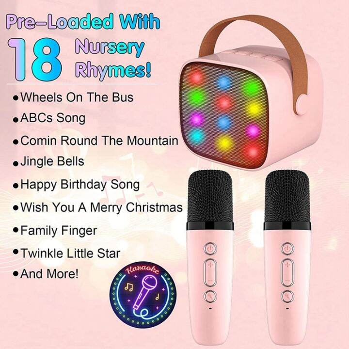 mini-karaoke-machine-with-2-wireless-microphones-for-kids-adults-18-pre-loaded-songs-portable-bluetooth