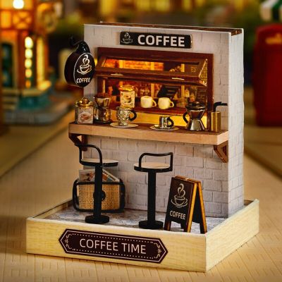 23New DIY Wooden Mini Dollhouses Model Miniature Building Kits With Furniture LED Sakura Noodles Shop Dollhouse Toys For Friends Gift