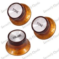 WK-A Set 3 Pcs Coffee-Gold 1 Volume &amp; 2 Tone Speed Control Knobs for Electric Guitar