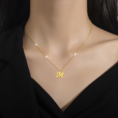 【CW】OIMG 316L Stainless Steel Gold Plated Letter M Pendant Necklace For Women Vintage Charming High Quality Jewelry
