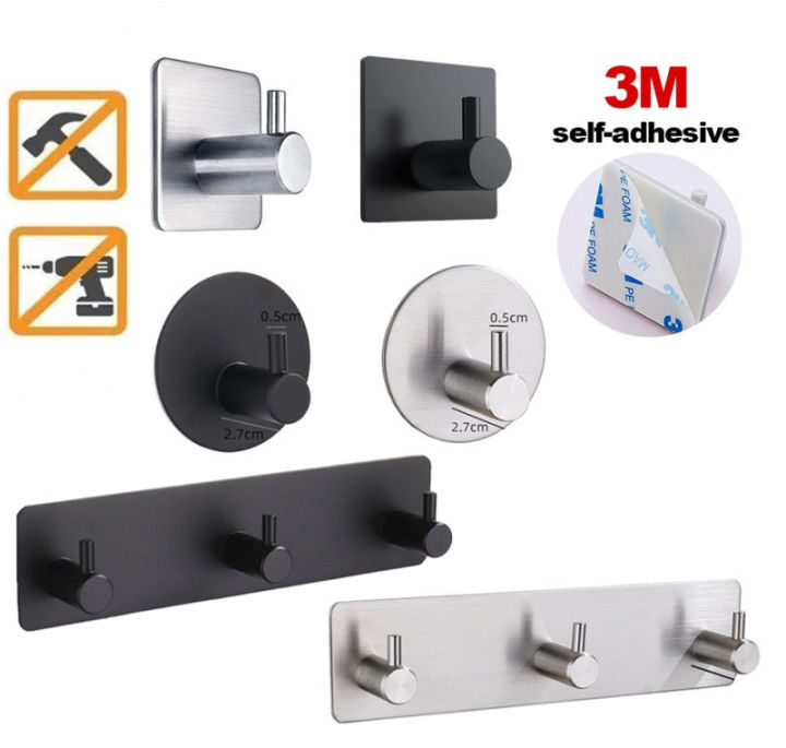 Adhesive Hooks, Silver Self Adhesive Bathroom Towel Hooks Heavy