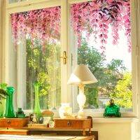 Kizcozy Watercolor Pink Wisteria No Glue Painting Window Treatments Coverings Glass Sticker