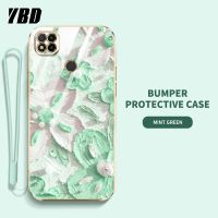 YBDเคสโทรศัพท์ดีไซน์ใหม่สำหรับ Xiaomi Redmi 9T 10 10 Prime 9 8 9C 10A 9A 8A เคลือบน้ำมันเคสพิมพ์ลายดอกไม้เคสแถมฟรีสายคล้อง