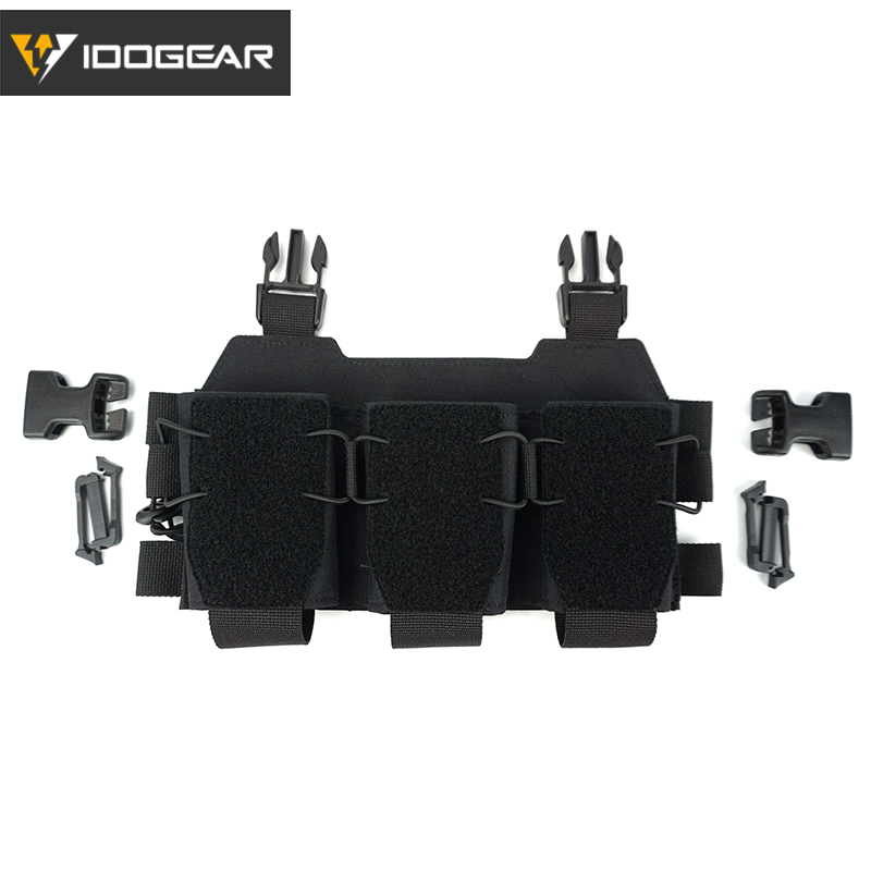 DMgear Tactical Triple Mag Pouch w/ Buckles for Chest Rig 556 Mag Carrier Panel 