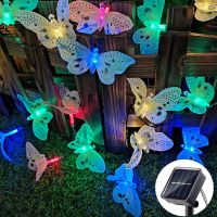 Christmas Decorations 2024 Solar Light For Garden Decoration Butterfly Fairy Lights Outdoor Fiber Optic Waterproof New Year 2024