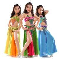 hot【DT】 Kids Performance Belly Dancing 3-piece Set Outfit Bra Belt Skirt Beaded Costume  868