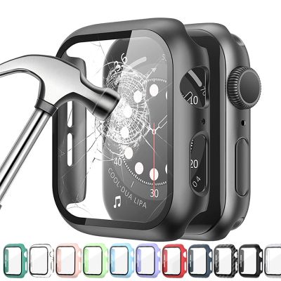 Tempered Glass cover For Apple Watch 8 Case 41mm 45mm 42mm 38mm PC bumper Screen Protector iWatch series 7 6 5 4 3 se 40mm 44mm