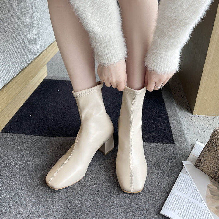 พร้อมส่งจากไทย-stretch-boots-สไตล์เกาหลี-ซิปหลัง