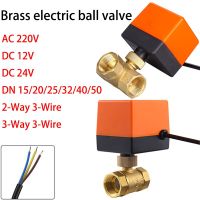 AC 220V DC 12V 24V Brass Electric Thread Ball Valve 2-way 3-wire Solenoid Water Valve with Actuator DN15/20/25/32/40/50 Plumbing Valves