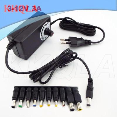 QKKQLA Universal Adjustable CCTV Power Supply Adapter AC 100-240V to DC 3-12V 3A 36W Charger 5.5x2.1mm Jack Plug DC Female Connector L