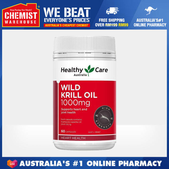 Healthy Care Wild Krill Oil 1000mg 60 Capsules Support Heart & Joint