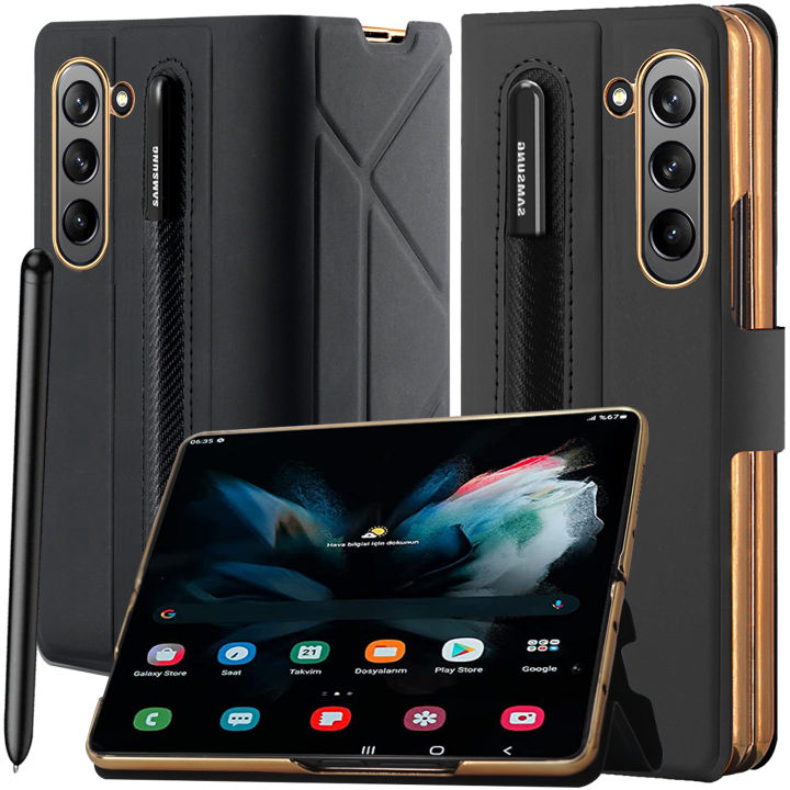 For Samsung Galaxy Z Fold 5 Luxury Leather Case with Hidden