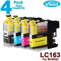 compatible 4 Pack LC163 XL BK C M Y Full Set Ink Cartridge for Brother DCP-J152W DCP-J752DW MFC-J245 MFC-470DW MFC-650DW MFC-J870DW DCP J152W J752DW MFC J245 470DW 650DW J870DW Color Printer ( High Yield / Capacity for LC161 )- LC163BK LC163C LC163M