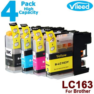 เข้ากันได้ 4 Pack LC163 XL BK C M Y Full Set Ink Cartridge for Brother DCP-J152W DCP-J752DW MFC-J245 MFC-470DW MFC-650DW MFC-J870DW DCP J152W J752DW MFC J245 470DW 650DW J870DW Color Printer ( High Yield / Capacity for LC161 )- LC163BK LC163C LC1