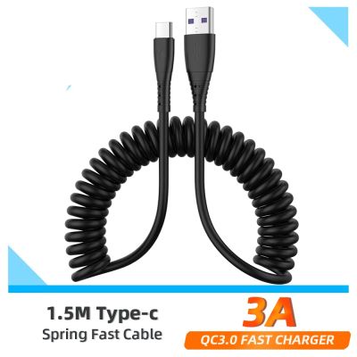 ☋❀ USB Spring Fast Charging Type C Cable USB C Wire for Xiaomi Huawei Realme Quick Charge Data Cord
