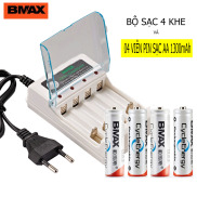 Combo bộ sạc Bmax 804 và 04 viên pin sạc AA 1300mAh chính hãng