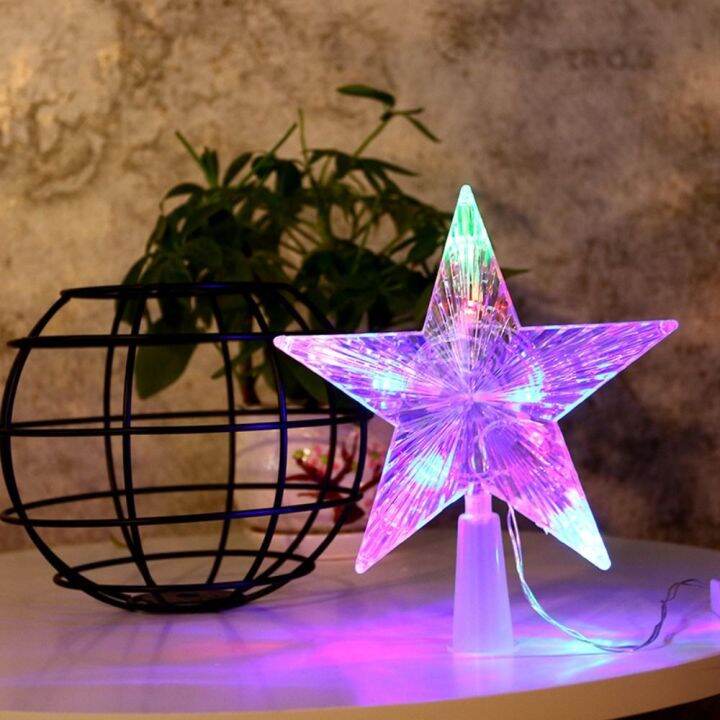 HUNFUL Glowing Christmas Tree Top Star Shining Fivepointed Star