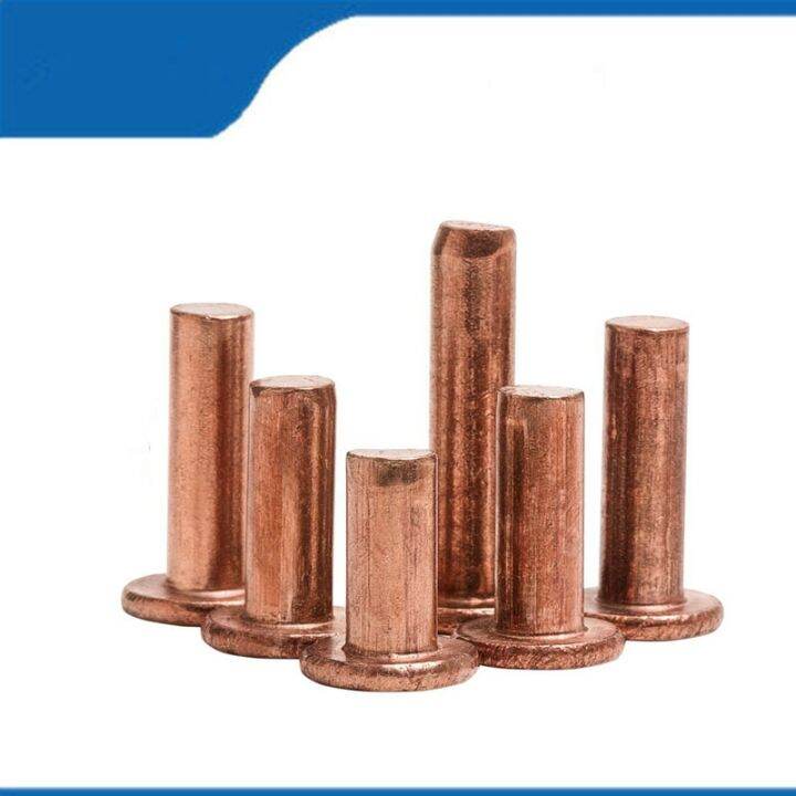 gb109-high-quality-m2-5-m3-100pcs-copper-solid-rivets-flat-head-copper-rivets-solid-copper-rivet-knock-flat-head-rivet