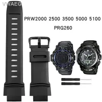 ☍APE♛สายรัดข้อมือยางนาฬิกา Casio PRG-260/270/550/250 PRW-3500/2500/5100เปลี่ยนได้สร้อยข้อมือสีดำสายนาฬิกาซิลิโคน18มม.