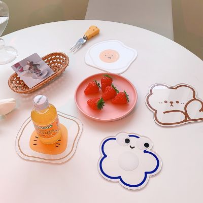 [COD] cartoon coaster simple non-slip bowl mat cute creative high temperature resistant tea