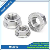 2/25ps 201/304/316 Stainless Steel Hexagon Hex Head Serrated Spinlock Flange Nut M3 M4 M5 M6 M8 M10 M12 Locknut Lock Nut DIN6923 Nails  Screws Fastene