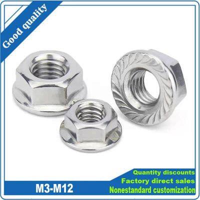 2/25ps 201/304/316 Stainless Steel Hexagon Hex Head Serrated Spinlock Flange Nut M3 M4 M5 M6 M8 M10 M12 Locknut Lock Nut DIN6923 Nails Screws Fastener