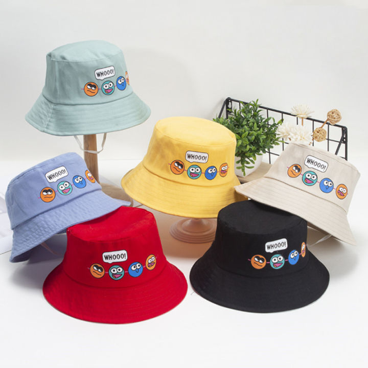 หมวกแก๊ปใส่ตกปลาหมวกถังฤดูร้อนสำหรับเด็กเด็กหญิงเด็กชายอายุ2-5ปีป้องกันแสงแดดพิมพ์ลายการ์ตูนหมวกบังแดด