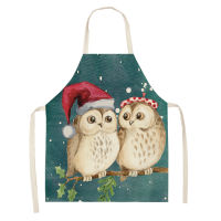 Children Apron Color Cartoon Owl Pattern Clean Art Apron Home Cooking Kitchen Apron Chef Home Cotton Linen Adult Bib Apron