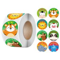 Cartoon Animals Sticker for Kids 50-500pcs Round Encourage Sealing Labels 8 Designs for Teacher Supplies Cute Reward Sticker Stickers Labels