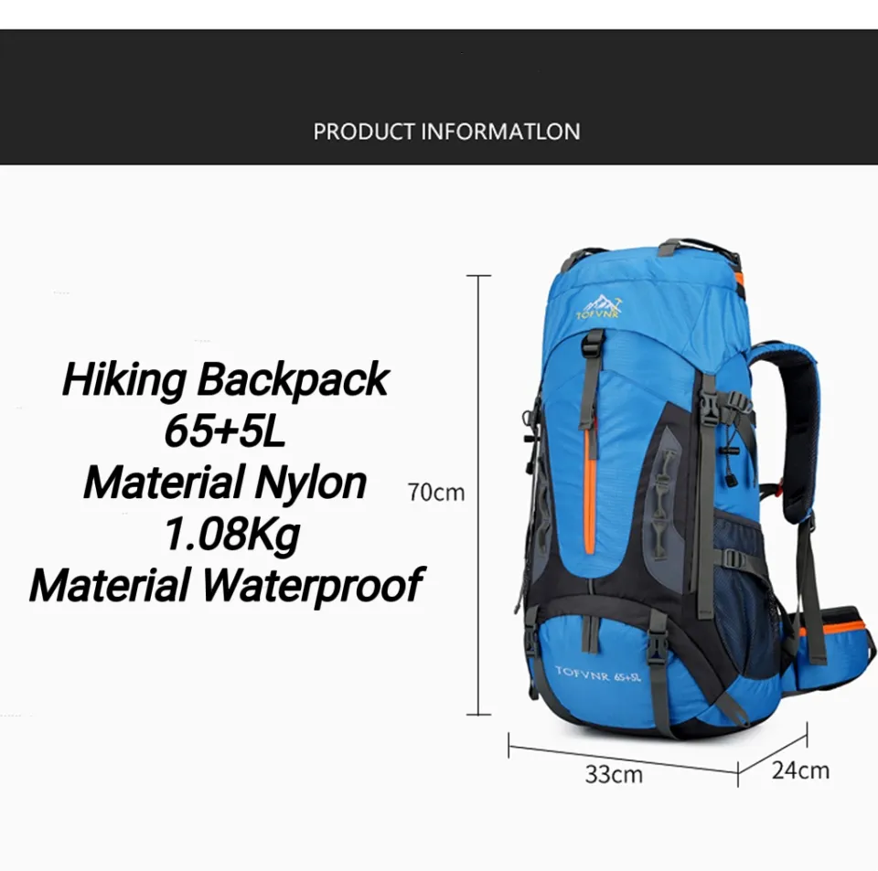 Loowoko Hiking Backpack 50L Travel Daypack Waterproof with Rain Cover for Climbing Camping Mountaineering