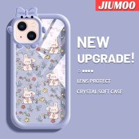 เคส JIUMOO สำหรับ iPhone 13 iPhone 13 Pro iPhone 13 Pro iPhone 13 Pro Max ดีไซน์ใหม่กระต่ายดอกไม้น่ารักนิ่มเคสโทรศัพท์ซิลิโคนใสสัตว์ประหลาดน้อยน่ารักเคสป้องกันเลนส์กล้องถ่ายรูปใสกันกระแทก