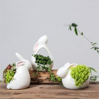 【CC】 Cartoon Rabbits Flowerpot Succulents Pot Table Desktop Planters Small Bonsai Pots Garden Decoration