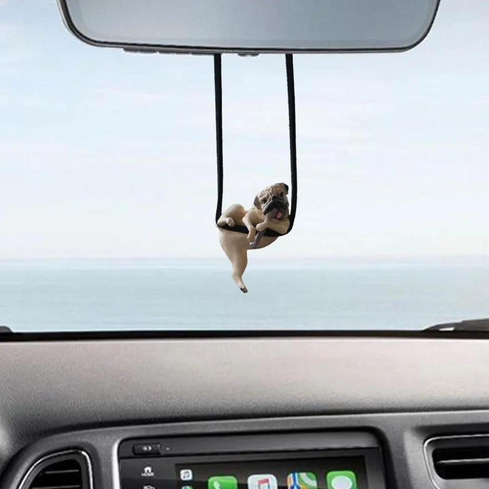 Swing Car Pendant Dog Swinging Dog Car Hanging Pendant Funny Bulldogl Car  Rearview Mirror Hanging Charms Ornament Swing Bulldog