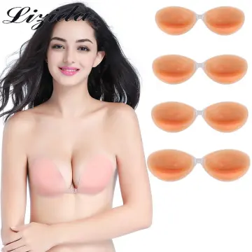 Women Adhesive Bra, Breast Lift Push up Strapless Sticky Tube Tops,  Invisible Plunge Backless Brassiere, Washable Reusable Bra