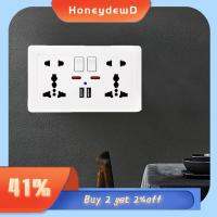 HONEYDEWD แหล่งจ่ายไฟฟ้า USB คู่ มาตรฐาน UK ครับ พอร์ตชาร์จ USB ซ็อกเก็ตไฟ สวิทซ์ ช่องเสียบปลั๊ก