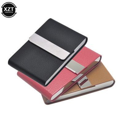 【CW】☞  3 Colors Leather Business Card Holder with Magnetic Buckle Name Credit ID