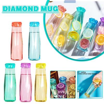 Colorful Crystal Glass Cup Yellowred Green Blue Creative White Rhombus High Glass Cup Handy Material F0C9