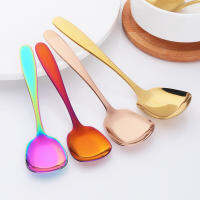 3PcsSet Gold Stainless Steel Flat Spoons Metal Soup Coffee spoon Tea Dinner Spoon food serving set tableware Kitchen Utensils