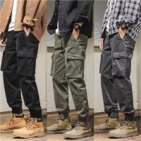 CODkecanm8 100 cotton cargo pants trend multi pocket trousers men cargo pants cropped casual pants seluar kargo lelaki