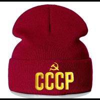 New High Quality Lucky Red CCCP Russia Emblem Communism 3D Embroidery Knitted Hats Beanie Cap USSR Soviet Badges Sickle Hammer