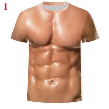 mens fake muscle t shirt