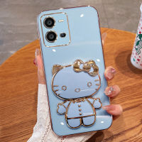 เคสสำหรับโทรศัพท์ VIVO V25 V25e 5G Y36 Y35 หรูหรา Hello Kitty กระจกกันกระแทกฝาหลังนิ่ม